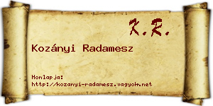 Kozányi Radamesz névjegykártya